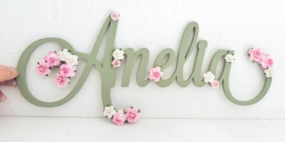 Personalised nursery wall decor, handmade custom decor, wooden name sign, kids bedroom door sign