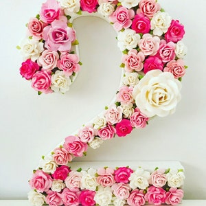Floral Number Birthday Decor Pink Rose Number Centerpiece Custom Flower Number for Party Handmade Floral Age Sign First Birthday Photo Prop