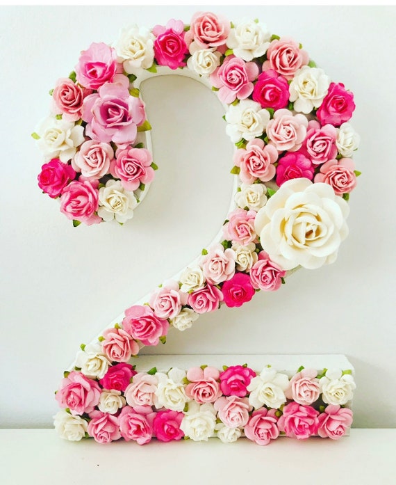 Floral Number Birthday Decor Pink Rose Number Centerpiece Custom Flower Number for Party Handmade Floral Age Sign First Birthday Photo Prop