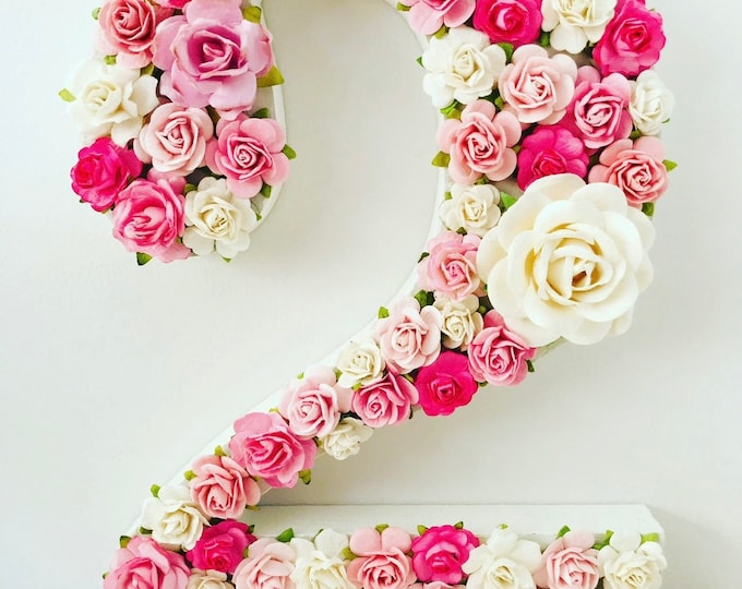 Floral Number Birthday Decor Pink Rose Number Centerpiece Custom Flower Number for Party Handmade Floral Age Sign First Birthday Photo Prop
