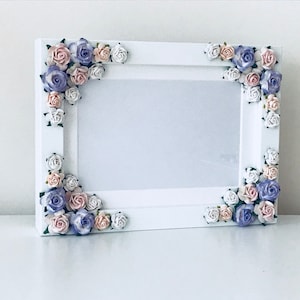 Marco de flores para regalo, marco floral, marco de fotos de flores, marco de madera personalizado, marco de anuncio de bebé, marco de madera para fotos de flores de regalo