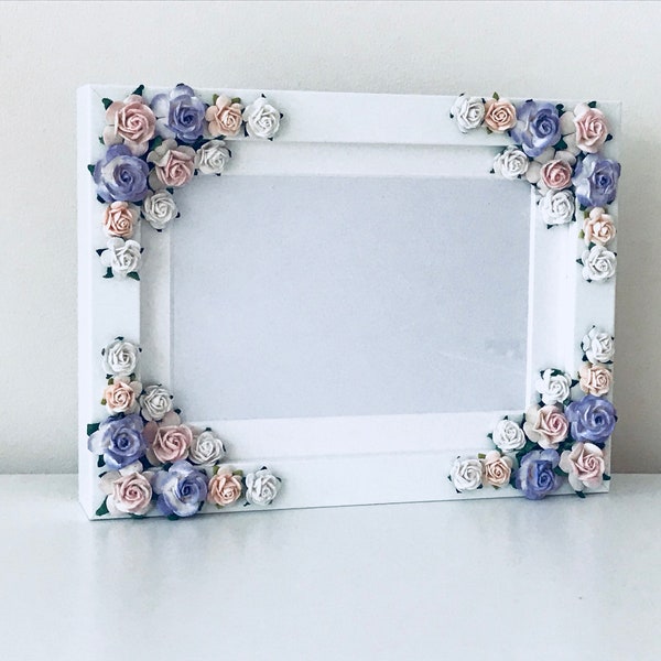 Flower frame, Floral Frame, Flower Picture frame, wooden personalised frame, baby announcement frame, anniversary gift