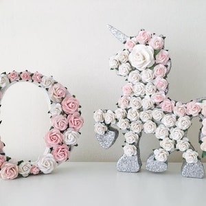 unicorn cake topper, unicorn gift, unicorn flowers, unicorn decor, unicorn flower girl, unicorn roses, image 3