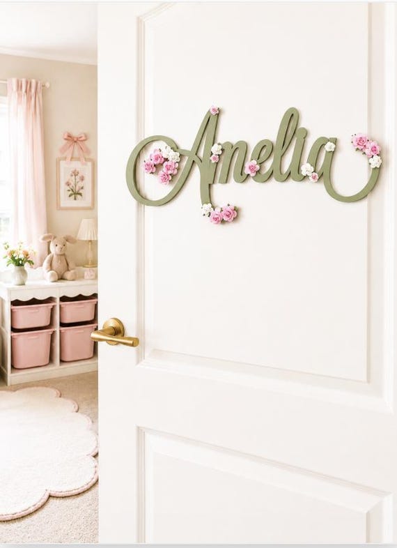Personalised Wooden Name Sign for Nursery – Large Wall Art and New Baby Gift