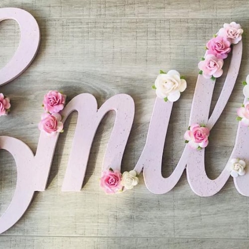 large name sign, large name sign for nursery, large wall art, large flower name, wooden name sign, large flower name for nursery