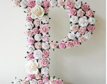Personalised wooden letter for new baby girl bedroom, flower letter wooden door sign. flower toy box letters, above baby crib name