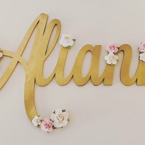 large name sign, large name sign for nursery, large wall art, large flower name, wooden name sign, large flower name for nursery image 5