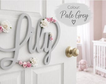 Wooden name sign, Personalised baby name sign for nursery, Kids bedroom door sign