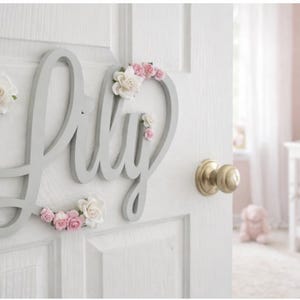 Wooden door sign, personalised name sign for nursery, toy box name image 6