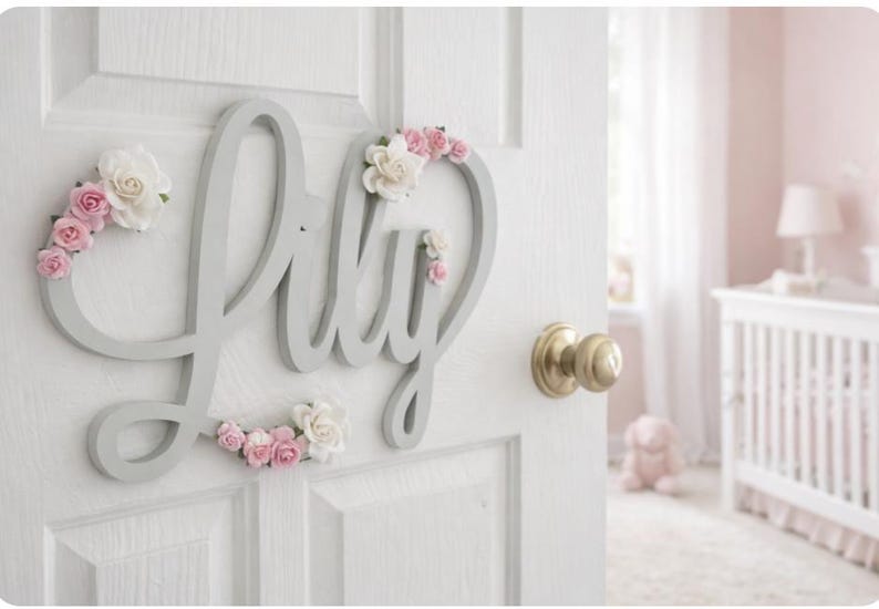 Wooden door sign, personalised name sign for nursery, toy box name image 6