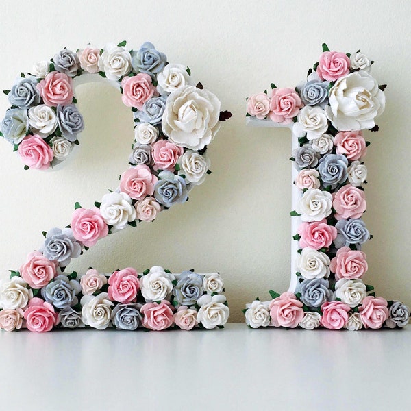 Flower numbers, number flowers, birthday gift,  flowers for cake topper, flower decorations for table, floral decoration for birthday