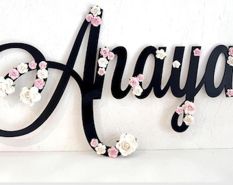 Personalised Wooden Name Sign for Nursery – Large Wall Art and New Baby Gift