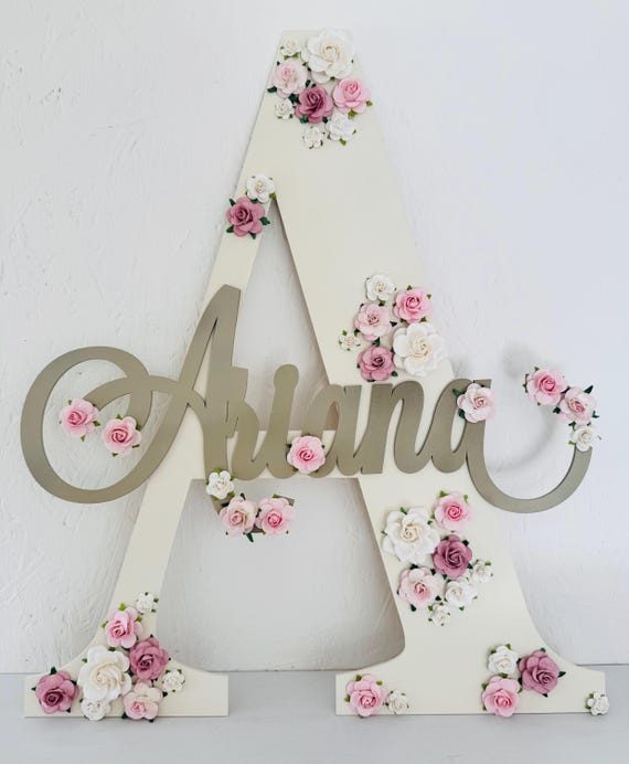 Nursery shelf decor, Personalised wooden Letter, Baby Name door sign