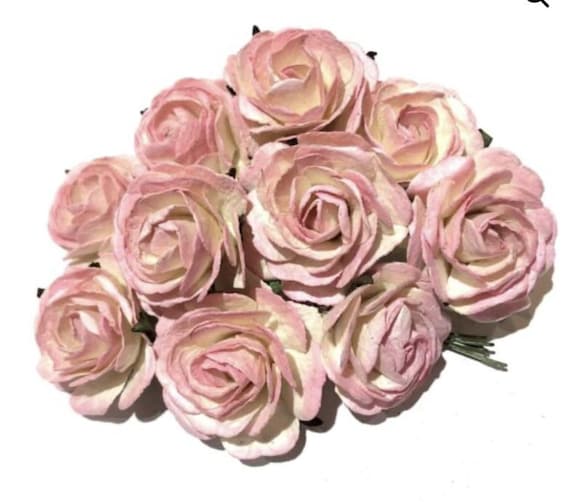 Large paper rose for crafts x10 paper flower roses paper rose crafts craft embellishment flowers craft flower accessories blush pink rose