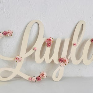 large name sign, large name sign for nursery, large wall art, large flower name, wooden name sign, large flower name for nursery image 3