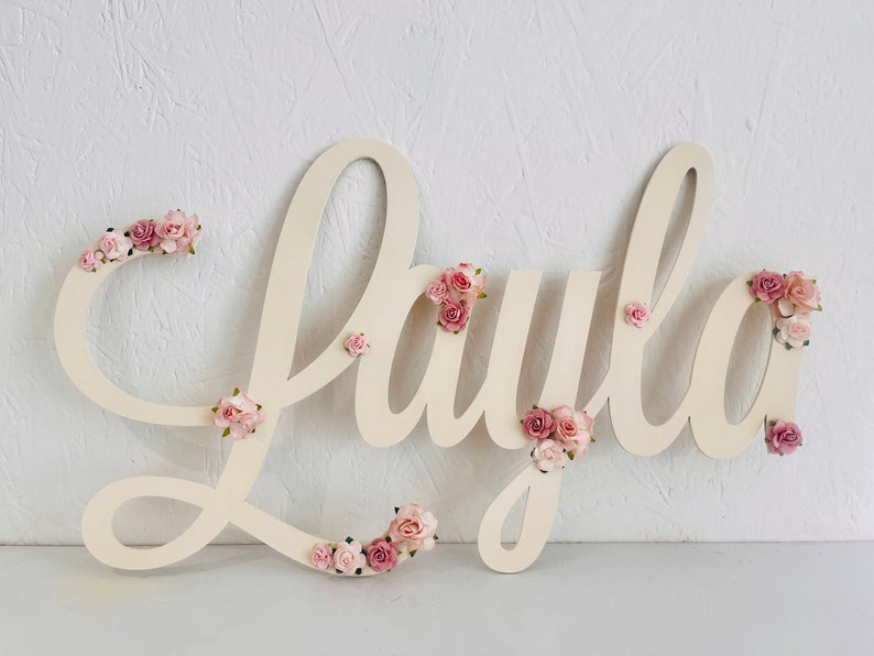 large name sign, large name sign for nursery, large wall art, large flower name, wooden name sign, large flower name for nursery image 3