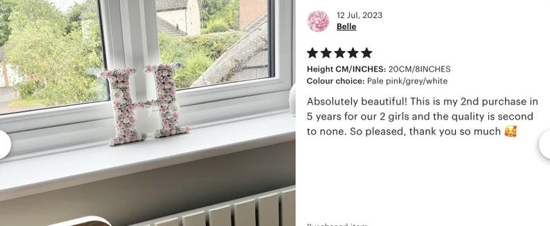 Letras de flores para quarto de bebê, Letras florais, Letras para berçário, Letras com motivos florais, Presente para recém-nascido, Decoração para quarto de bebê, Presente para recém-nascido, Nomes de flores imagem 8