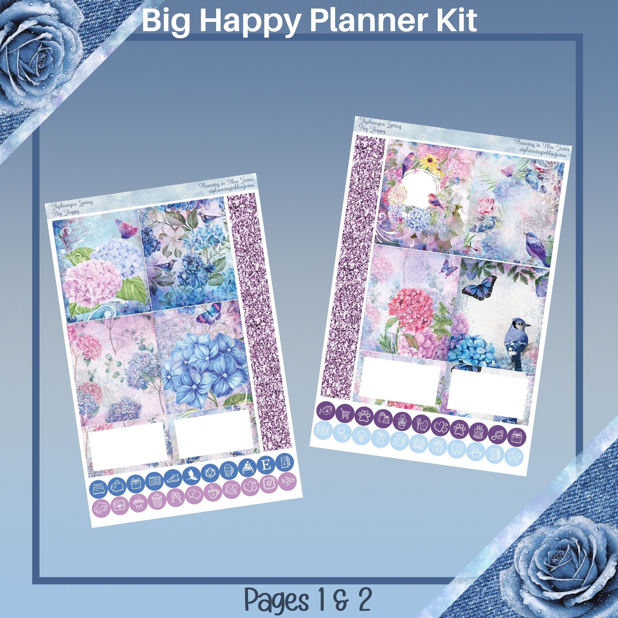 Big Happy Planner- Hydrangea Spring Planner Sticker Weekly Kit 5 Pages ...