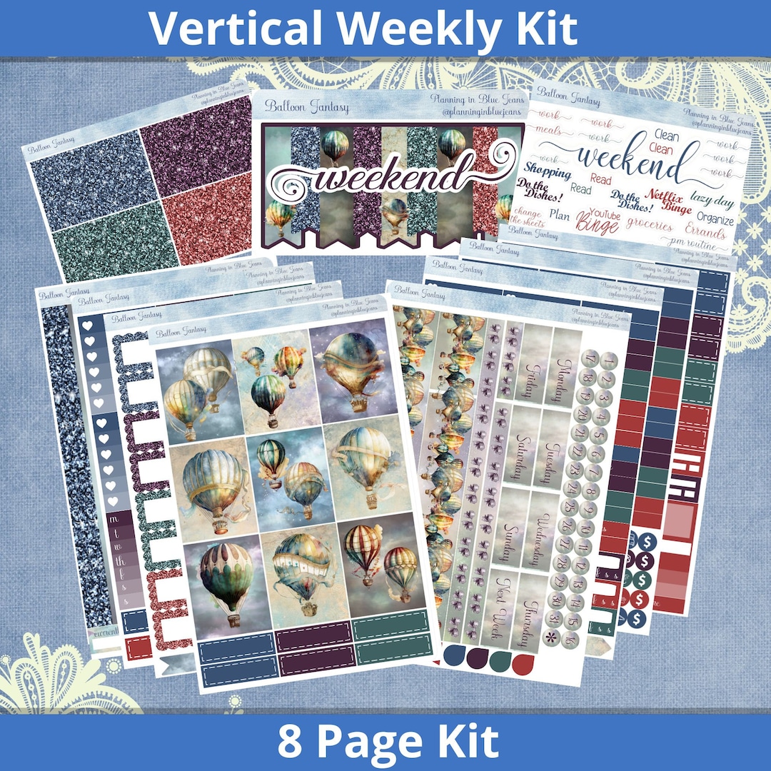 Vertical 7 X 9 - Balloon Fantasy Planner Sticker Weekly Kit 4, 6, 8 ...