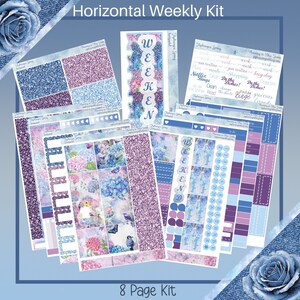 Horizontal - Hydgrangea Spring sticker weekly kit 4, 6, 8 page or A La Carte