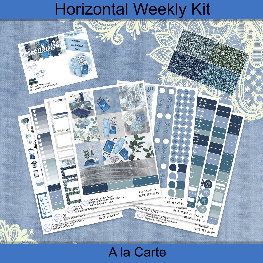 Horizontal - Planning in Blue Jeans Planner Sticker Weekly Kit 4, 6, 8 ...