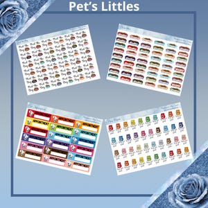 Adesivi per pianificatore funzionale per animali domestici a scelta tra "Dai da mangiare al cane", "Appuntamento dal veterinario", "Pulisci la lettiera" o "Acquista cibo per animali"