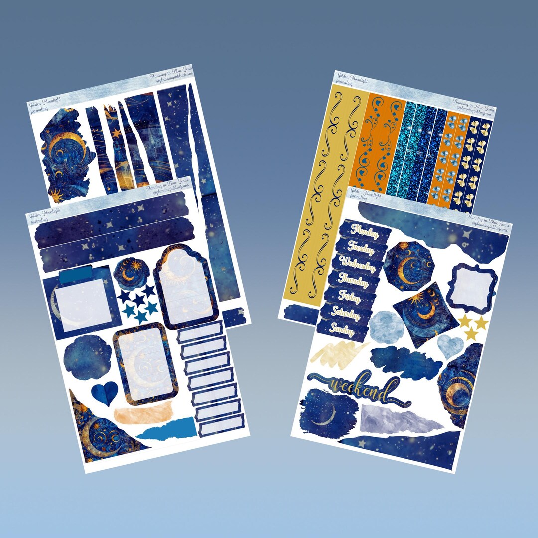 Journaling Kit - Golden Moonlight Planner Sticker Kit - Etsy