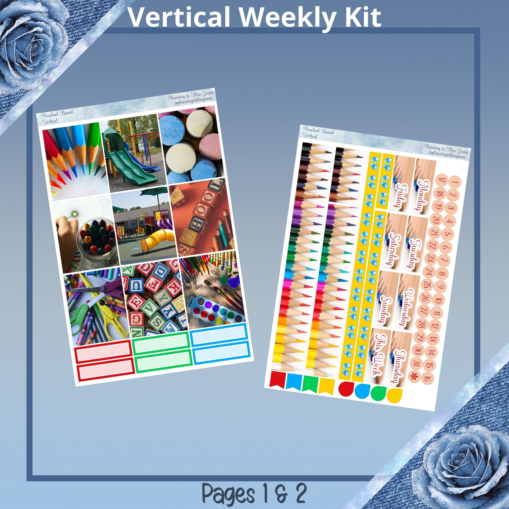 Vertical 7 X 9 - Preschool Bound Planner Sticker Weekly Kit 4, 6, 8 ...
