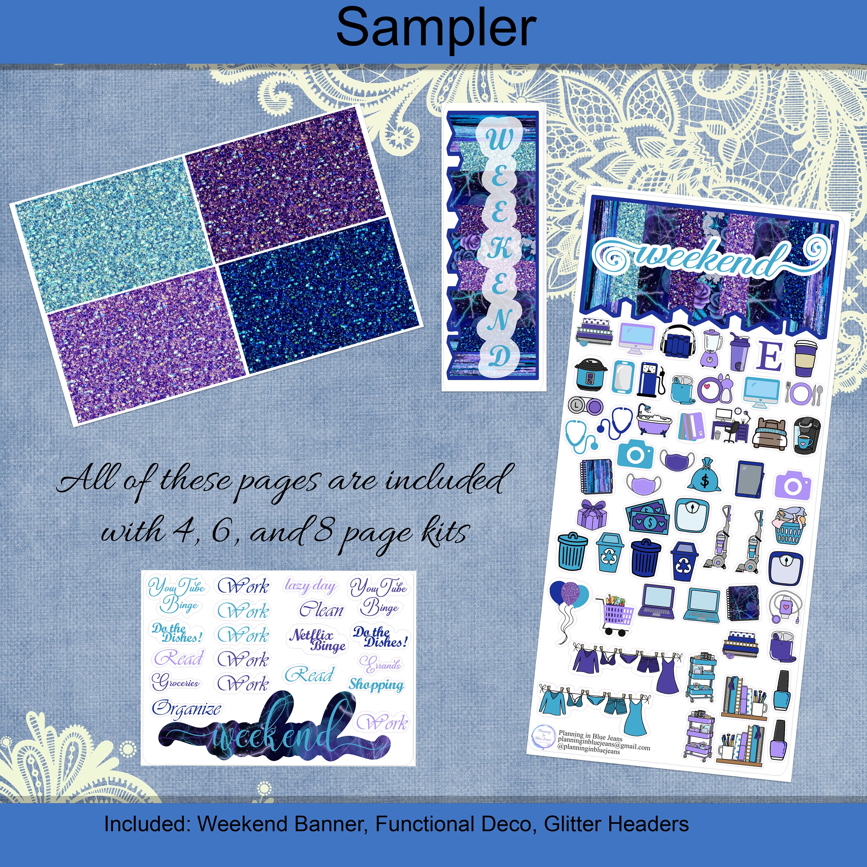 Vertical 7 X 9 - Sparkle Magic Sticker Weekly Kit 4, 6, 8 Page or A La ...
