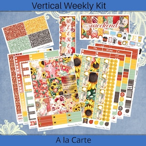 Vertical 7 x 9 - Sunflower Summer Planner Sticker  weekly kit 4, 6, 8 page or A La Carte