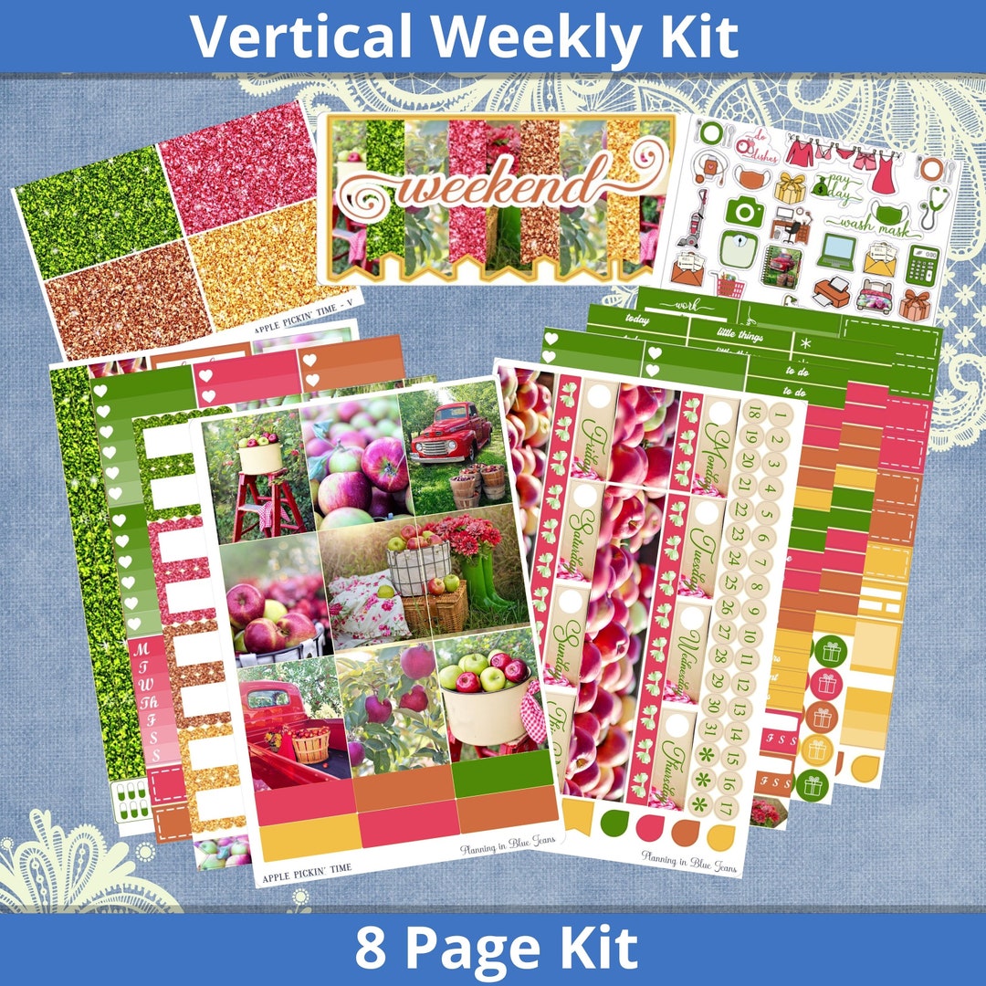 Vertical 7 X 9 - Apple Pickin' Time Planner Sticker Weekly Kit 4, 6, 8 ...