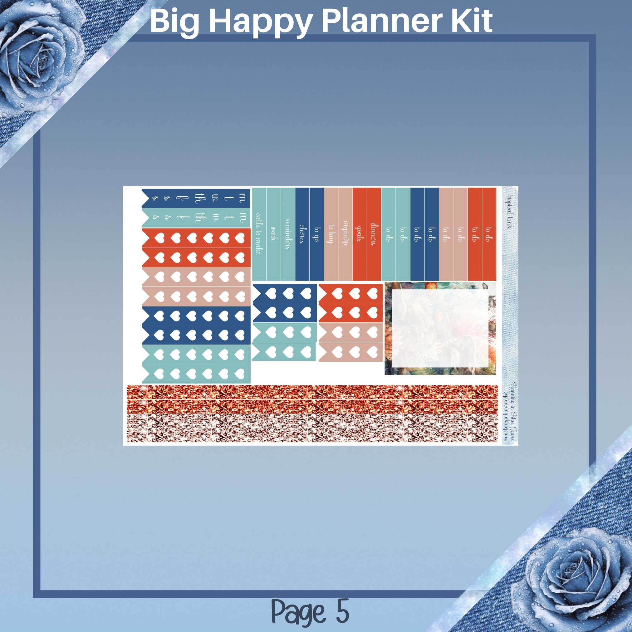 Big Happy Planner- Tropical Tank Planner Sticker Weekly Kit 5 Page or A ...