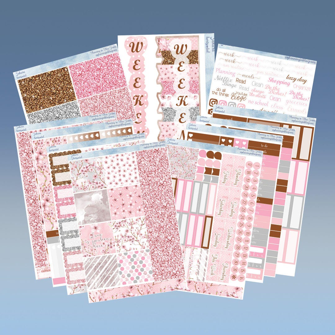 Horizontal - Sakura Sticker Weekly Kit 4, 6, 8 Page or A La Carte - Etsy