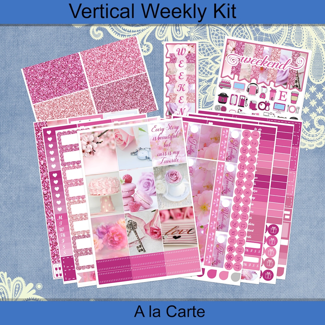 Vertical 7 X 9 - Blush to Engagement Planner Sticker Weekly Kit 4, 6, 8 ...