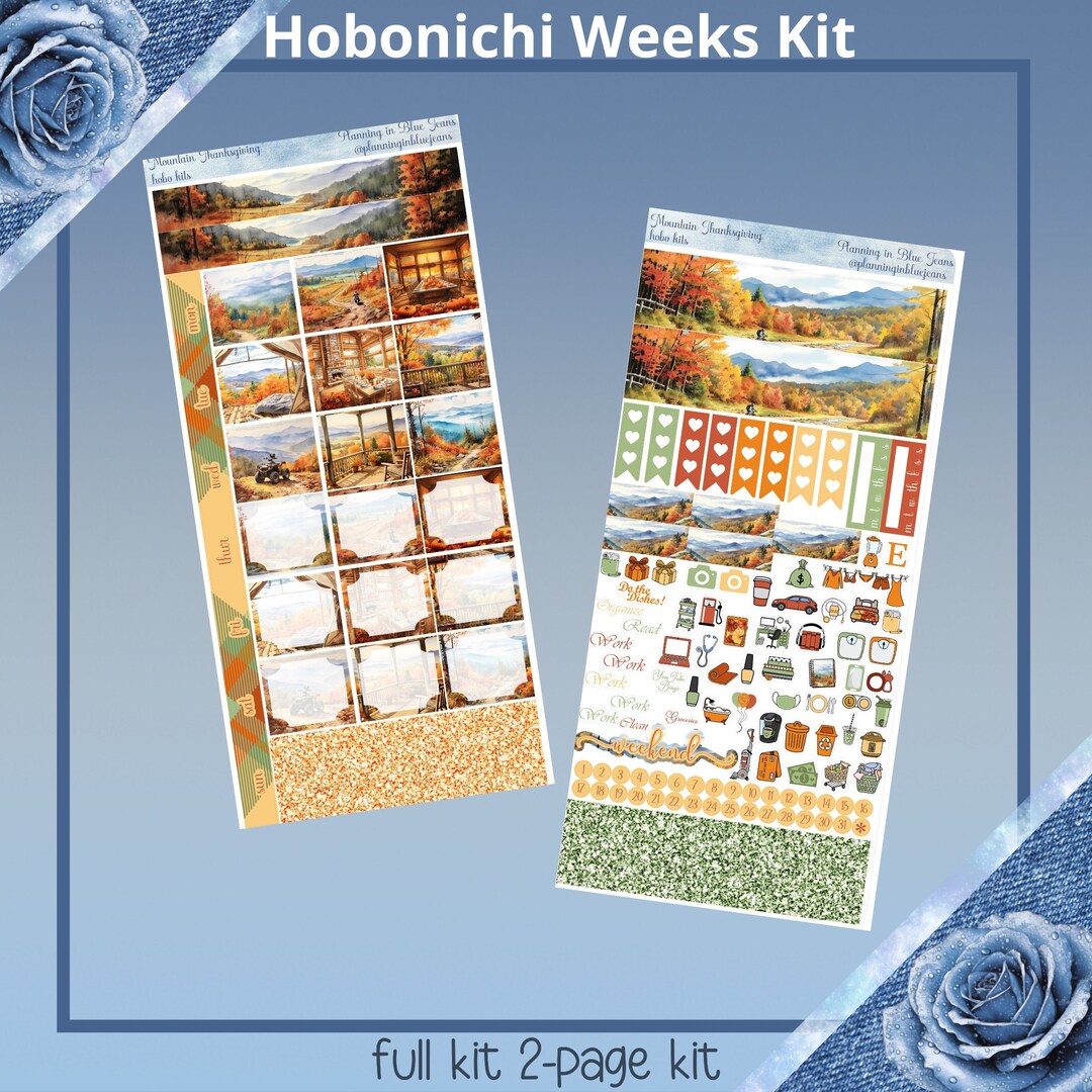 Hobonichi Weeks - Mountain Thanksgiving Planner Sticker Kit - Etsy