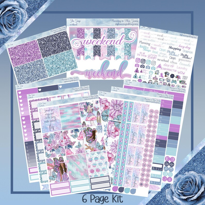 Vertical 7 X 9 - the Faye, Planner Sticker Weekly Kit 4, 6, 8 Pages, or ...