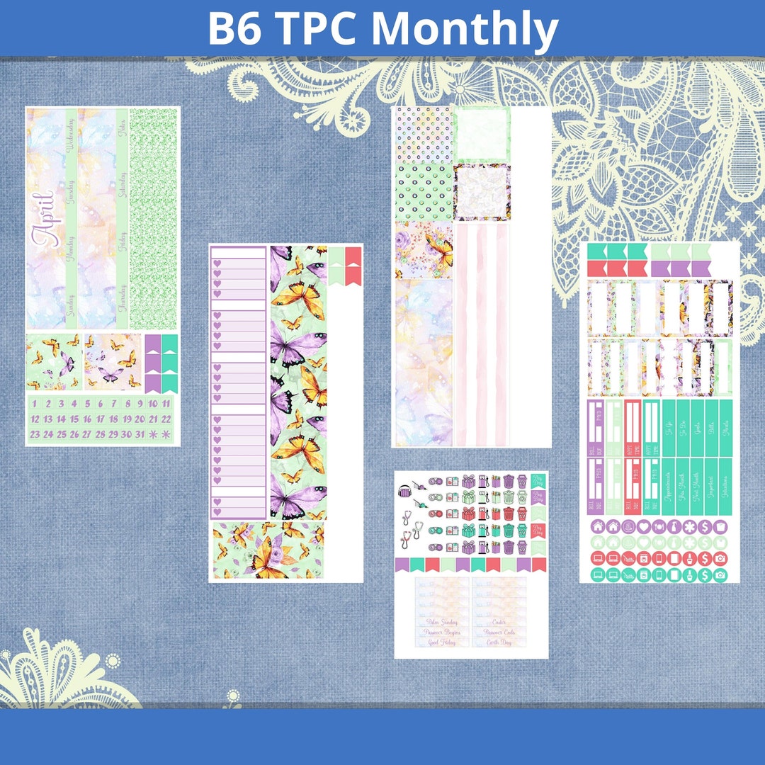 TPC B6 Monthly With Options - April Butterflies - Etsy