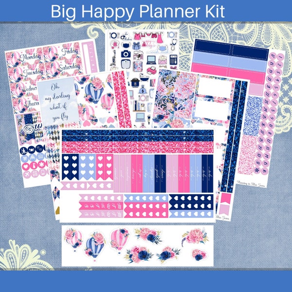 Big Happy Planner 2021/2022 - Floral Balloons Planner sticker weekly kit 5 page or A La Carte