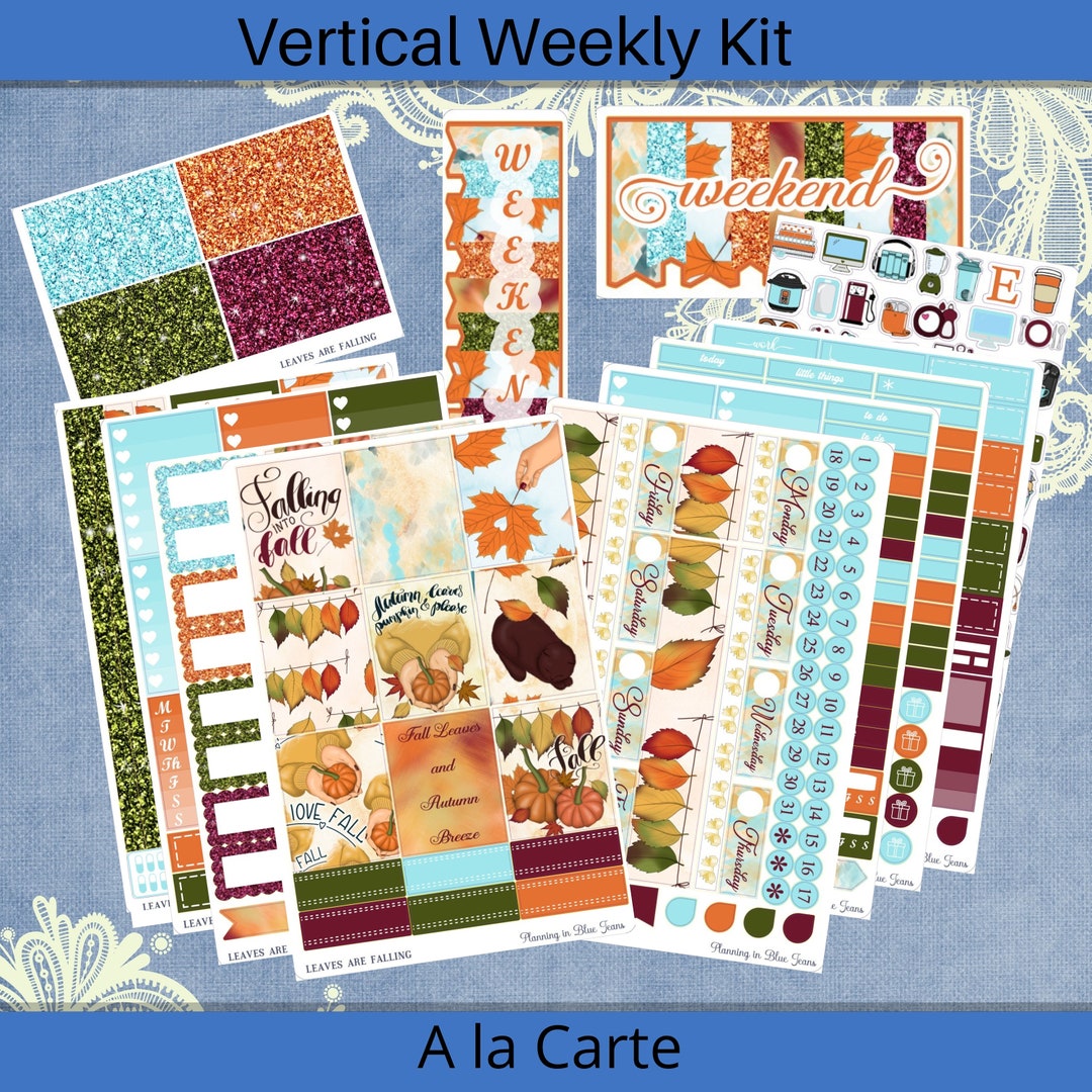 Vertical 7 X 9 - Leaves Are Falling Planner Sticker Weekly Kit 4, 6, 8 ...