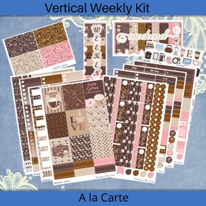Vertical 7 x 9 - Kit semanal de pegatinas del planificador Morning Coffee 4, 6, 8 páginas o A la carta