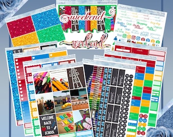 Vertical 7 x 9 - Elementary Primary School Planner Sticker weekly kit 4, 6, 8 page or A La Carte