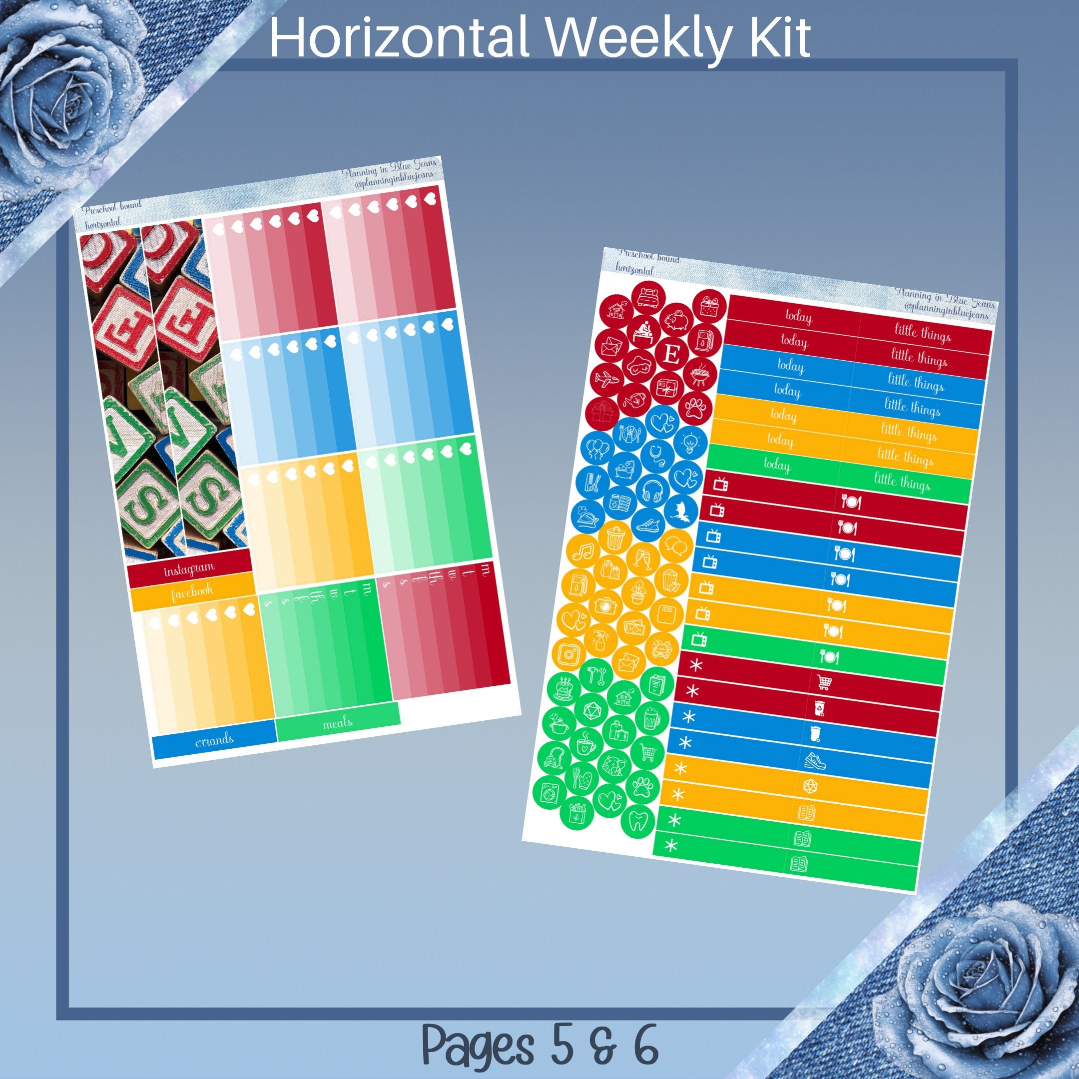 Horizontal - Preschool Bound Planner Sticker Weekly Kit 4, 6, 8 Page or ...