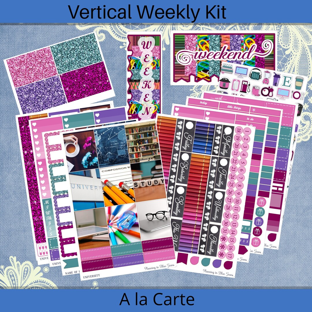 Vertical 7 X 9 - University School Planner Sticker Weekly Kit 4, 6, 8 ...