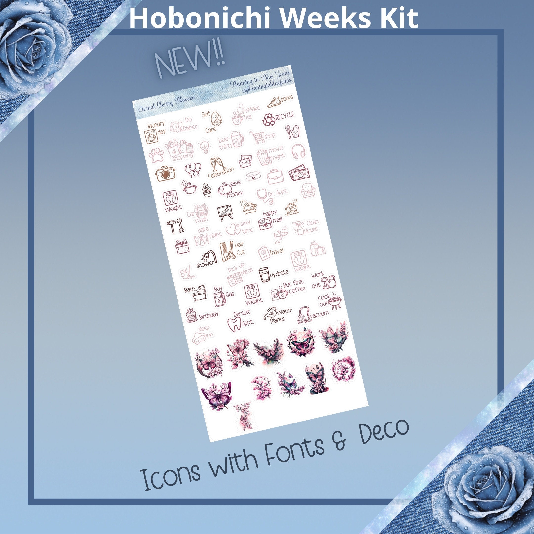 Hobonichi Weeks - Eternal Cherry Blossom Planner Sticker Kit - Etsy