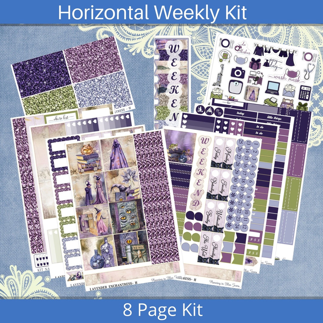 Horizontal - Lavender Enchantress Sticker Weekly Kit 4, 6, 8 Page or A ...