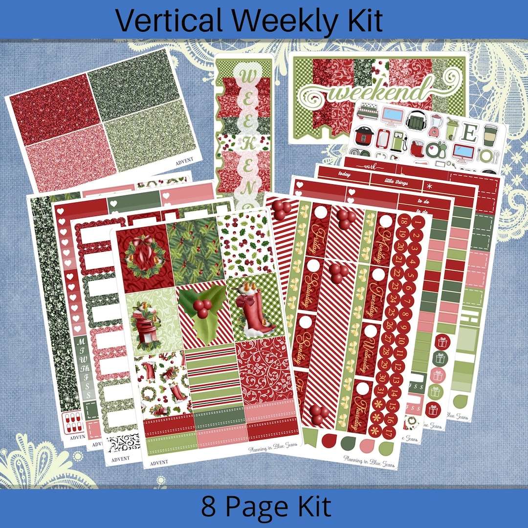 Vertical 7 X 9 - Advent Christmas Sticker Weekly Kit 4, 6, 8 Page or A ...