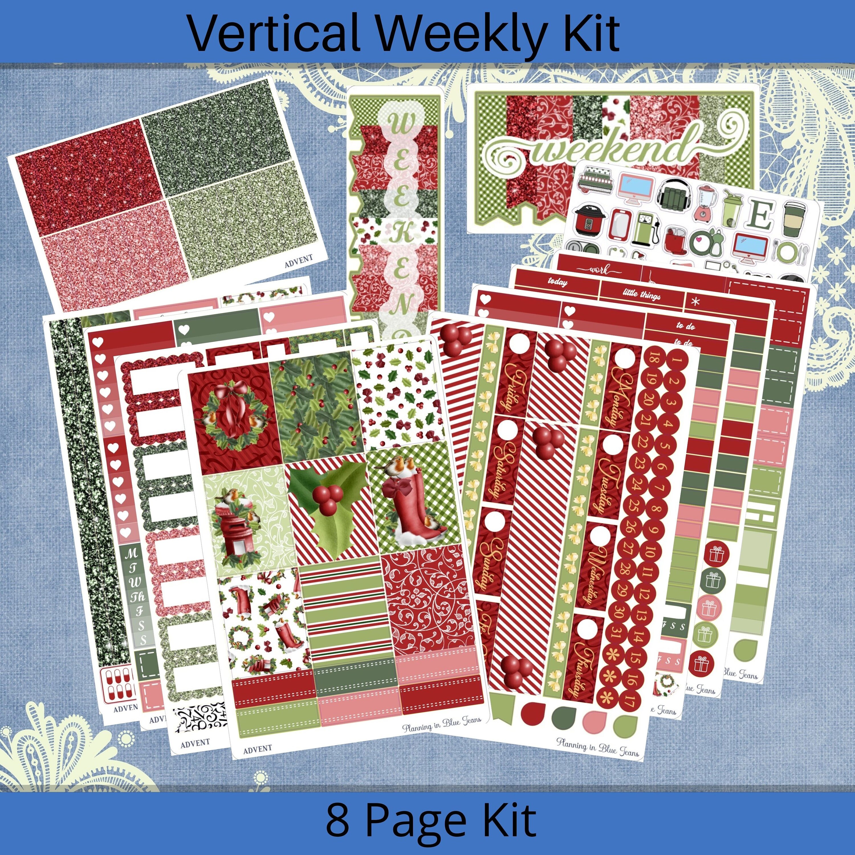 Vertical 7 X 9 - Advent Christmas Sticker Weekly Kit 4, 6, 8 Page or A ...