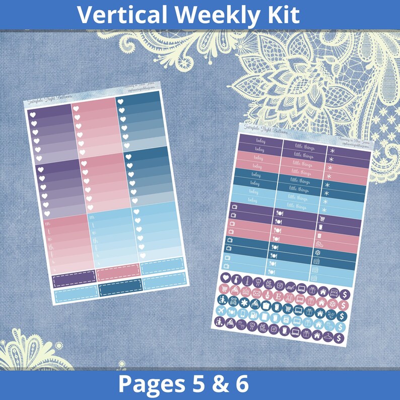 Vertical 7 X 9 - Fairytale Night Balloons Planner Sticker Weekly Kit 4 ...