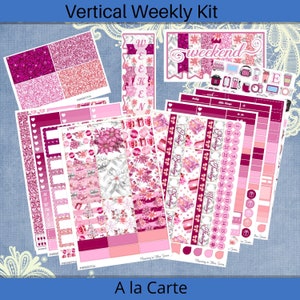 Horizontal - Poinsettia Christmas Planner stickers weekly kit 4, 6, 8 page or A La Carte