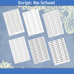 No School Script, Planner stickers, bullet journal stickers, calendar stickers